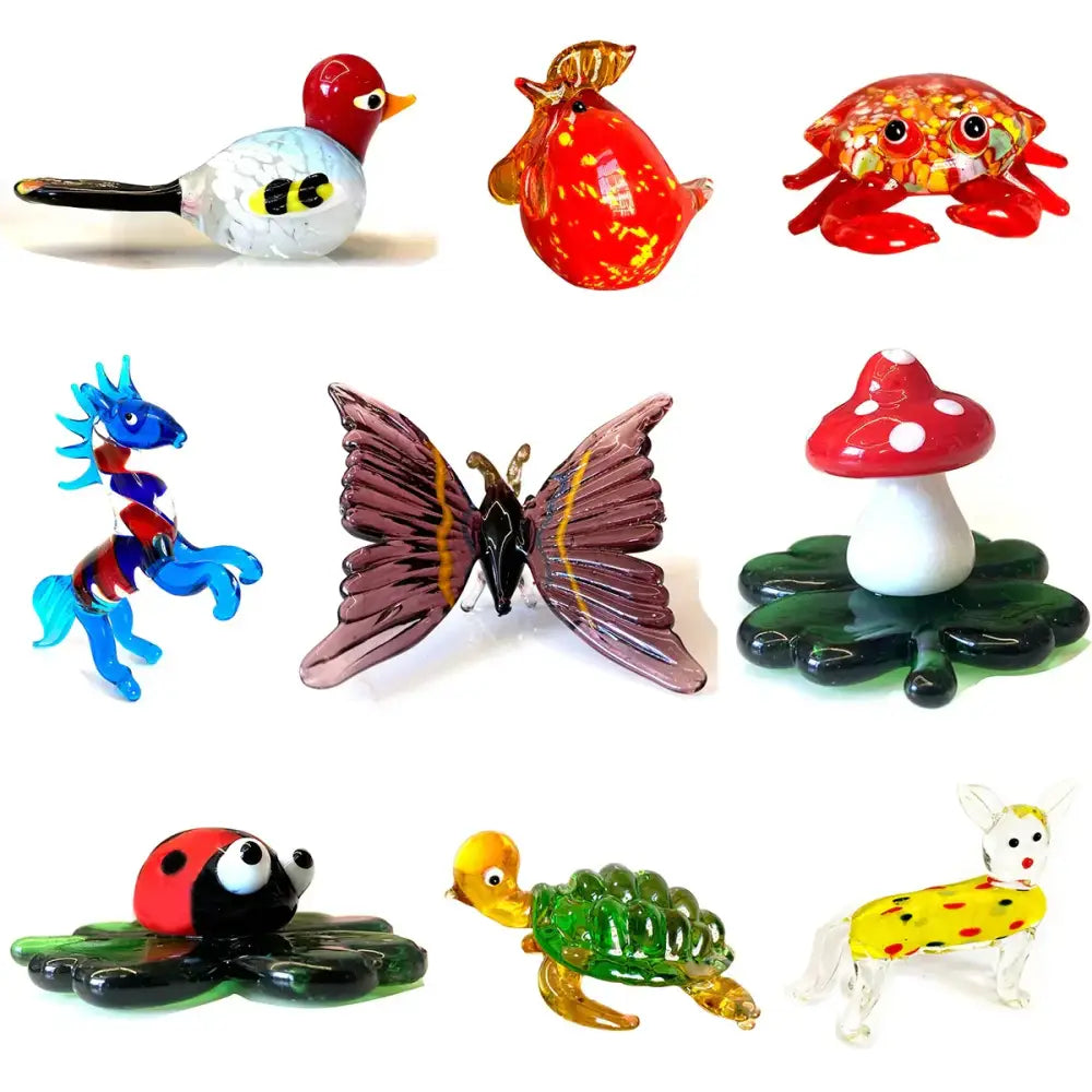Red & yellow mosaic glass crab animal figurines living room decor