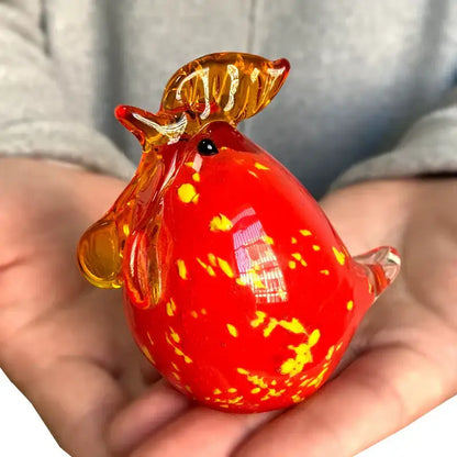 Red & yellow mosaic glass crab animal figurines living room decor