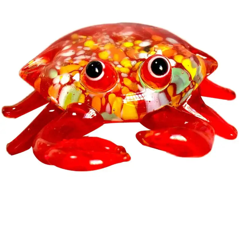 Red & yellow mosaic glass crab animal figurines living room decor