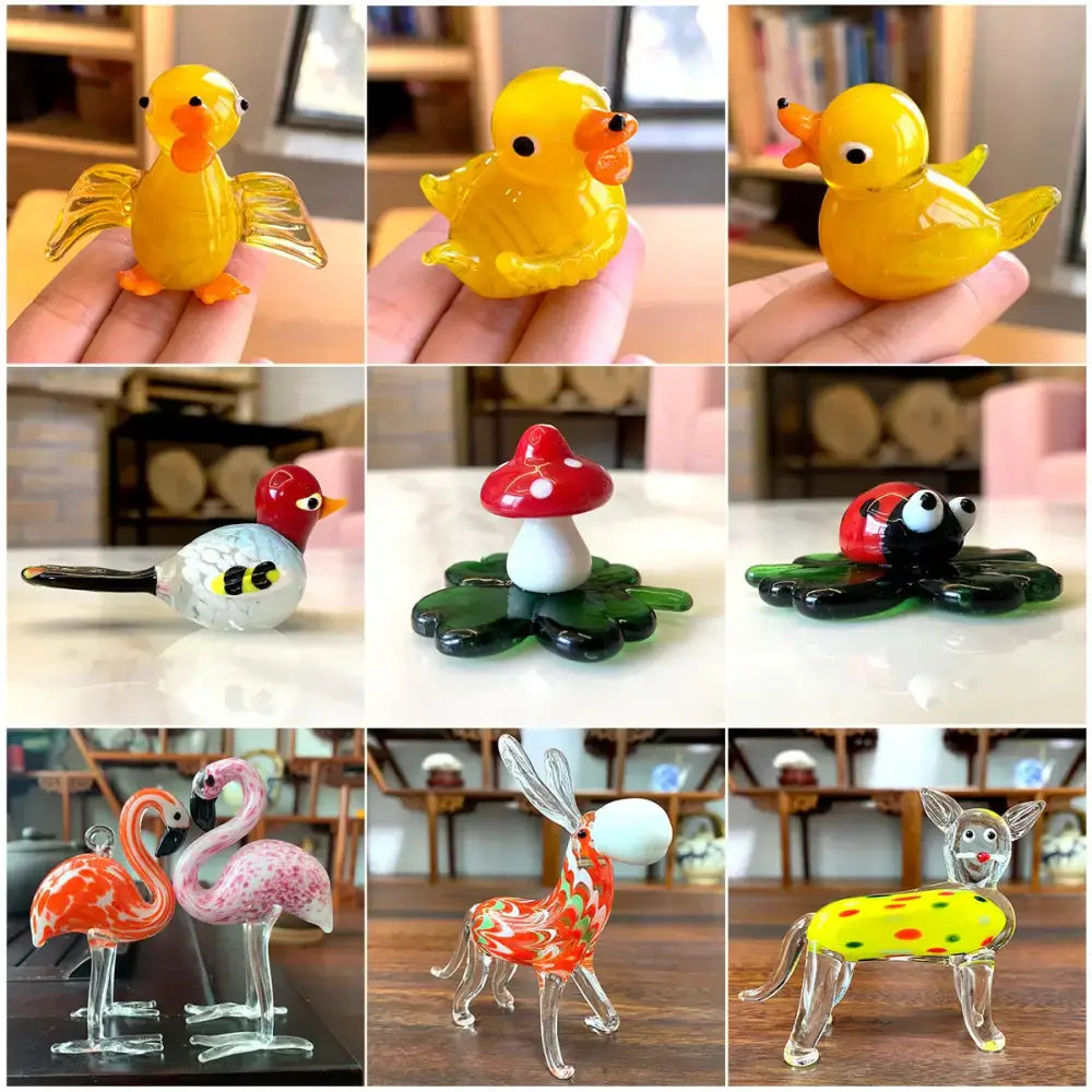 Red & yellow mosaic glass crab animal figurines living room decor