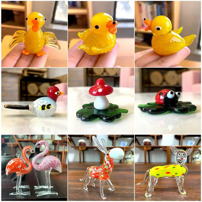 Red & yellow mosaic glass crab animal figurines living room decor