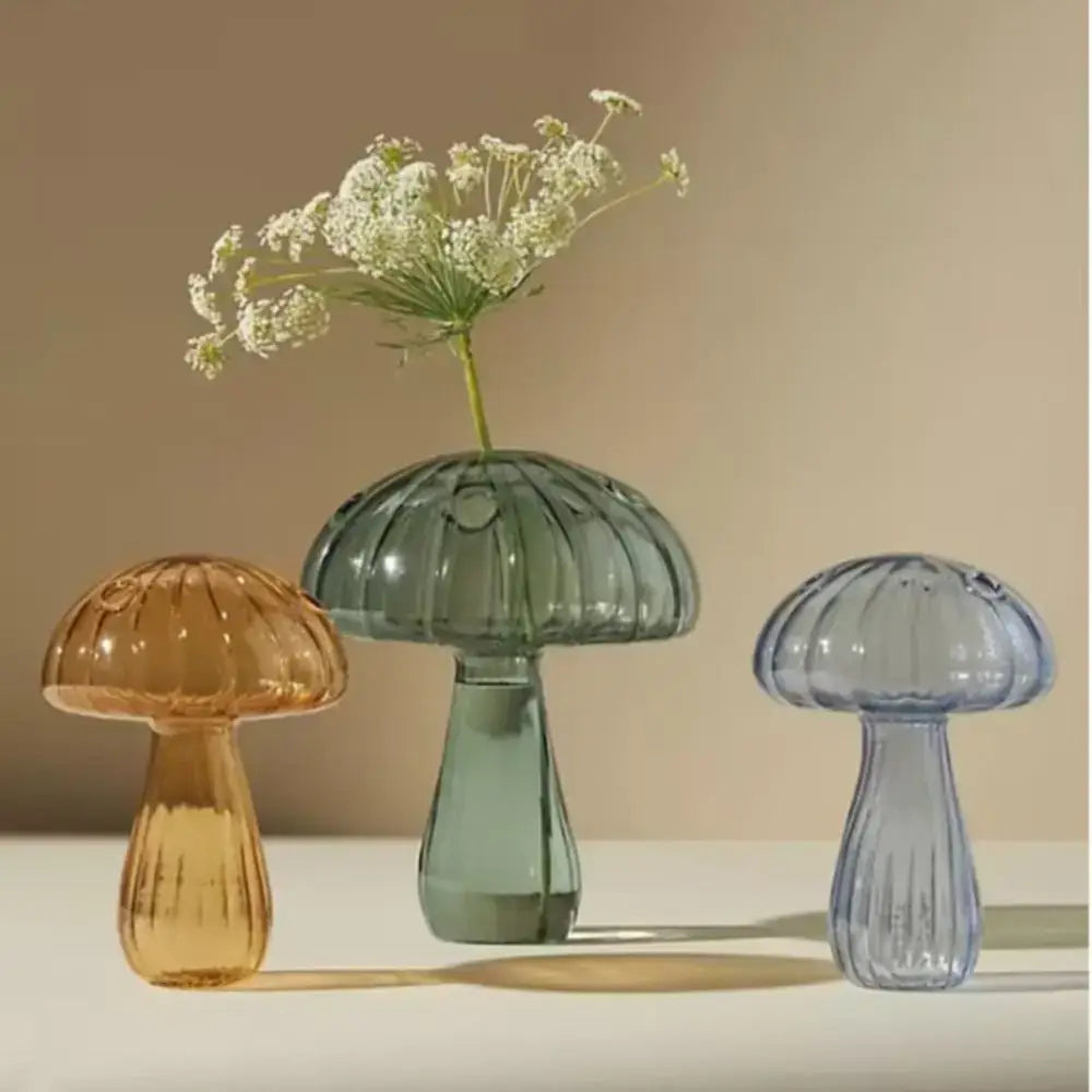 Mushroom ribbed glass aromatherapy vase living room decor