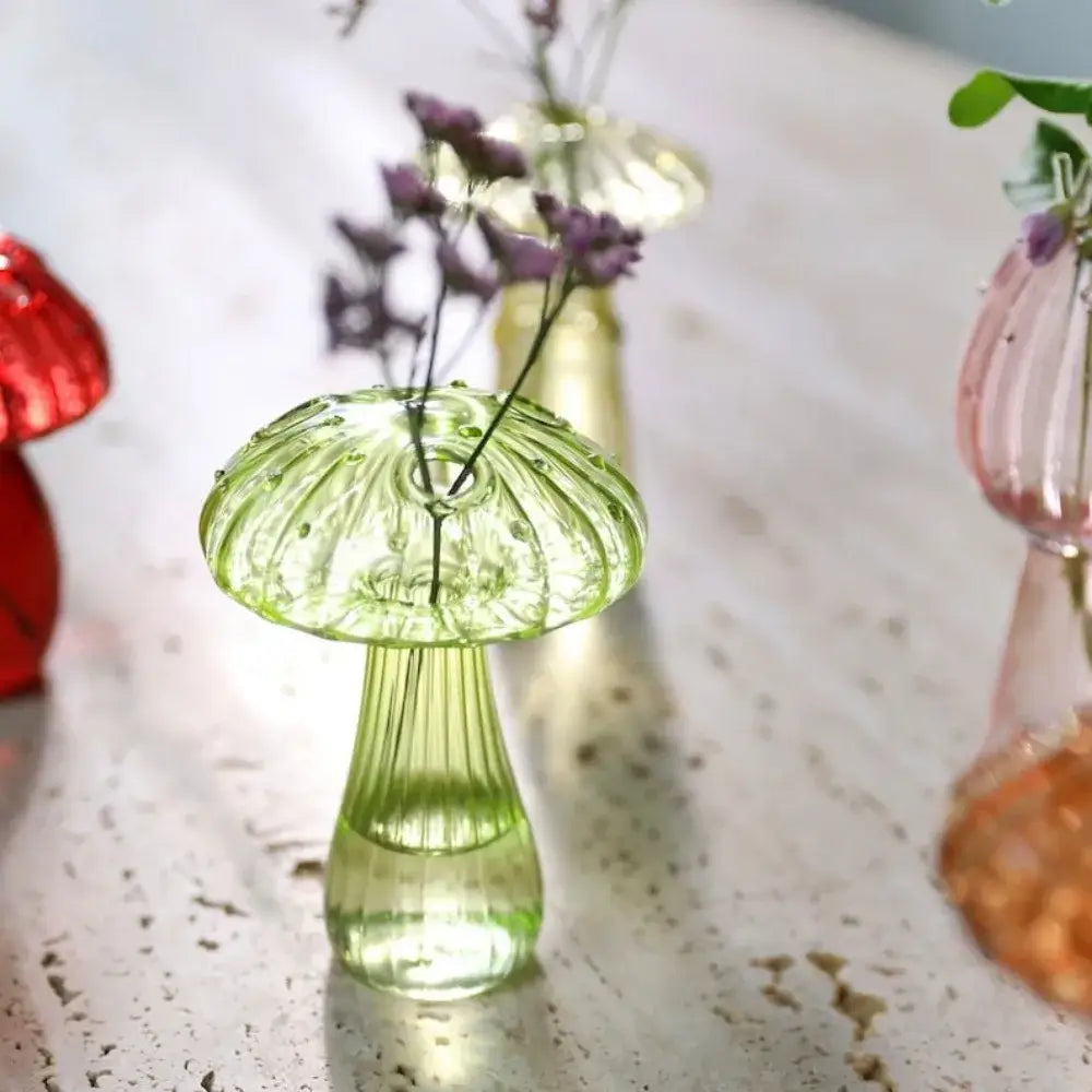 Mushroom ribbed glass aromatherapy vase living room decor