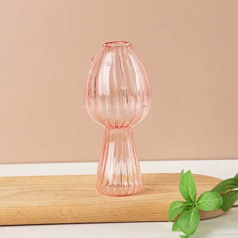 Mushroom ribbed glass aromatherapy vase living room decor