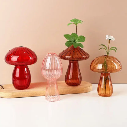 Mushroom ribbed glass aromatherapy vase living room decor