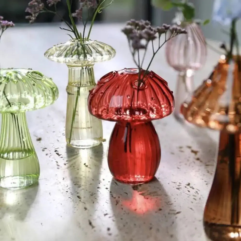 Mushroom ribbed glass aromatherapy vase living room decor