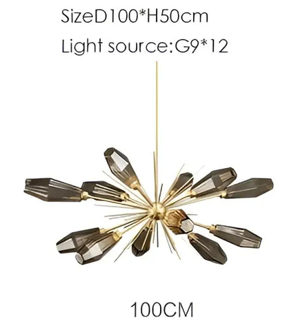 Modern gold starburst glass art chandelier living room light