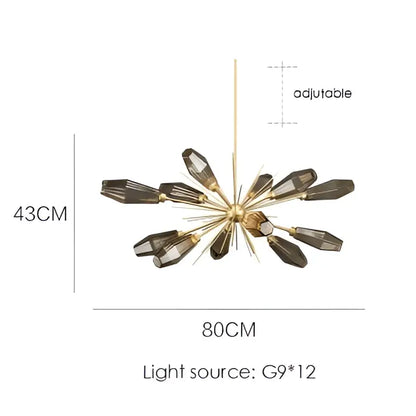 Modern gold starburst glass art chandelier living room light