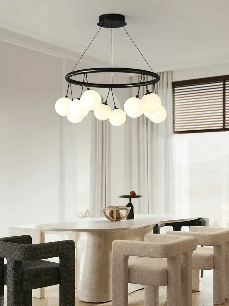 glass art black frosted globe chandelier living room