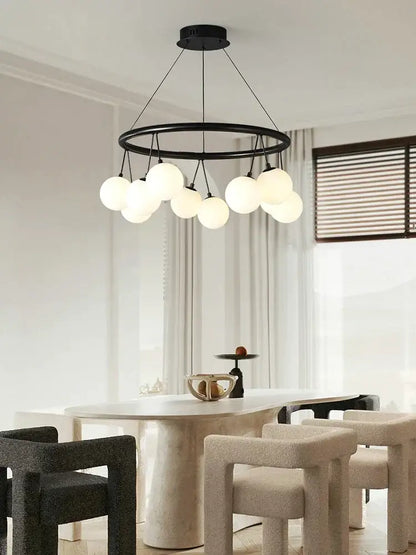 glass art black frosted globe chandelier living room