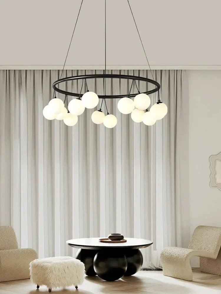 glass art black frosted globe chandelier living room