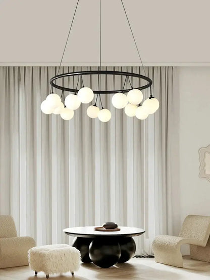 glass art black frosted globe chandelier living room