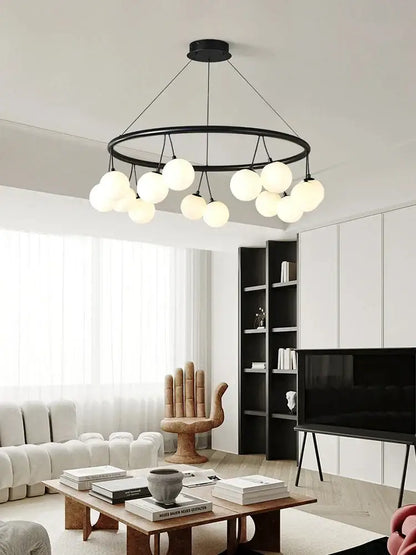 glass art black frosted globe chandelier living room