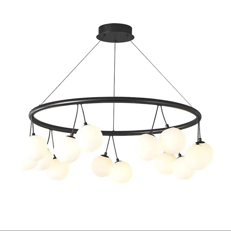 glass art black frosted globe chandelier living room