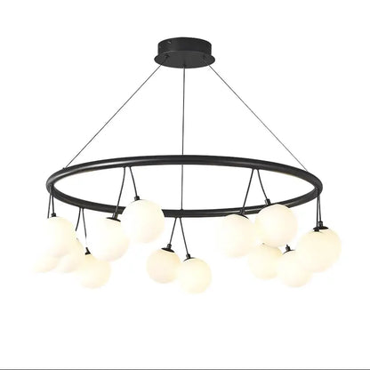 glass art black frosted globe chandelier living room