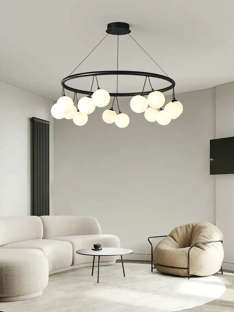 glass art black frosted globe chandelier living room