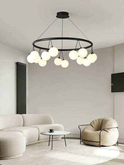 glass art black frosted globe chandelier living room