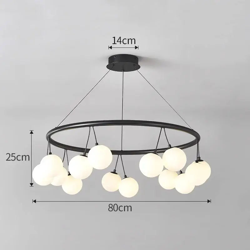 glass art black frosted globe chandelier living room