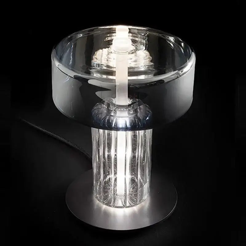 Nordic ribbed glass chrome art desk lamp for bedroom