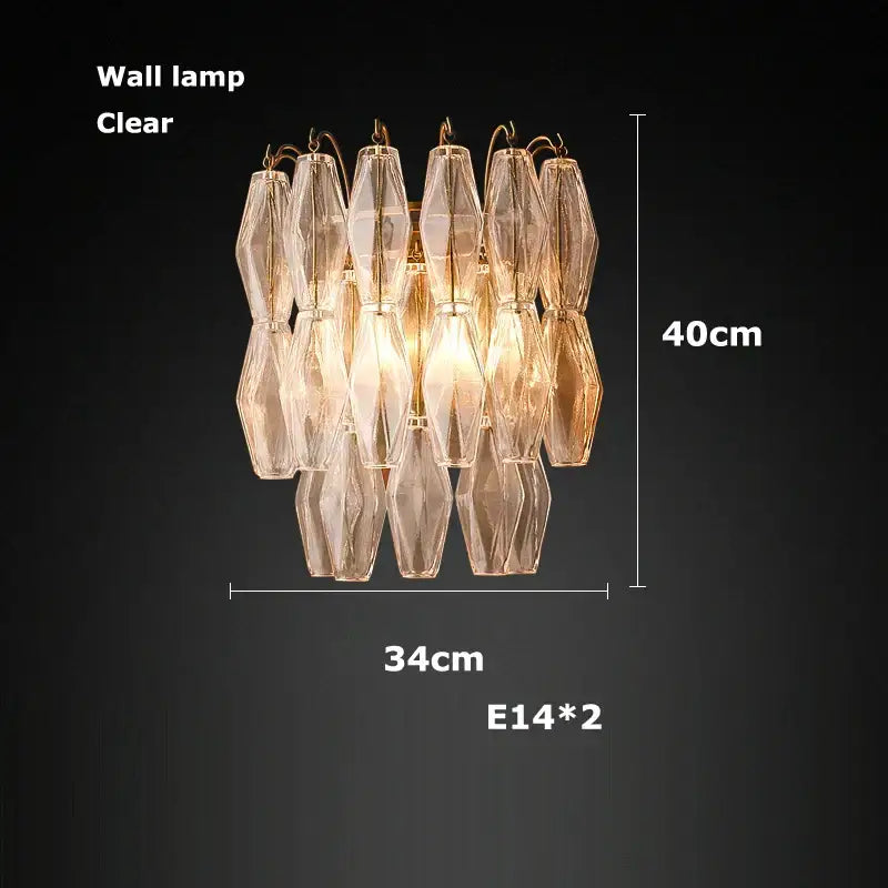 Tiered pink glass art led chandelier for living room