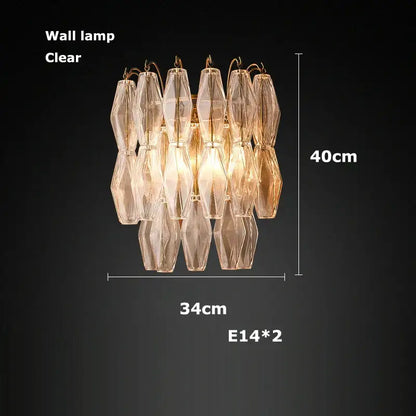 Tiered pink glass art led chandelier for living room