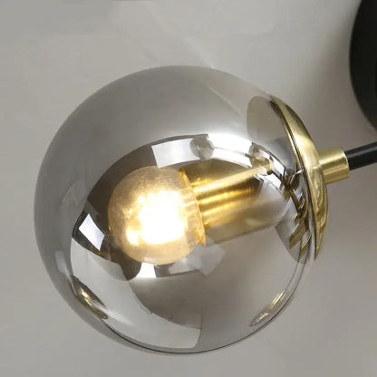 Modern glass ball black chandelier dining room gold accents