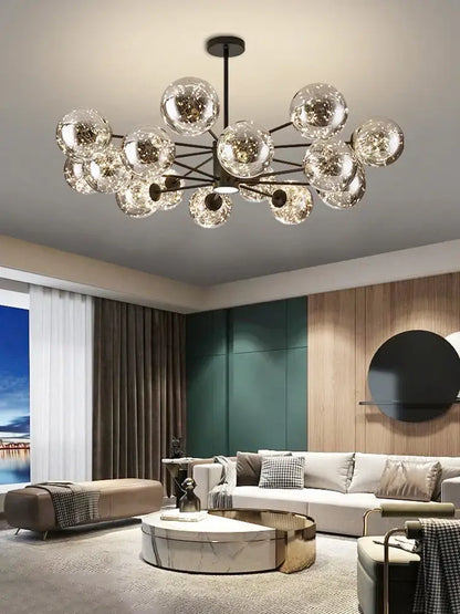 Modern black glass ball branch chandelier living room lighting