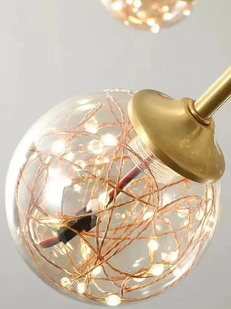Modern black glass ball branch chandelier living room lighting