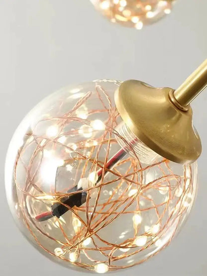Modern black glass ball branch chandelier living room lighting