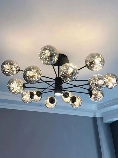 Modern black glass ball branch chandelier living room lighting