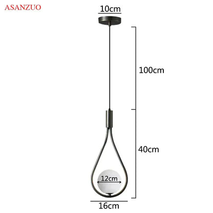 Elegant teardrop glass ball brass pendant light bedroom decor