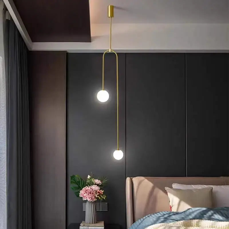 Minimalist glass ball brass pendant lights for bedroom lighting