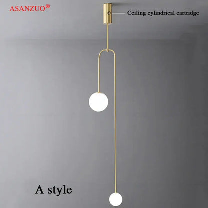 Minimalist glass ball brass pendant lights for bedroom lighting