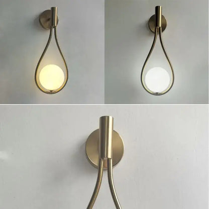 Elegant teardrop ball brass wall lamp bedroom lighting