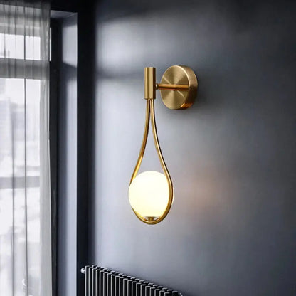 Elegant teardrop ball brass wall lamp bedroom lighting