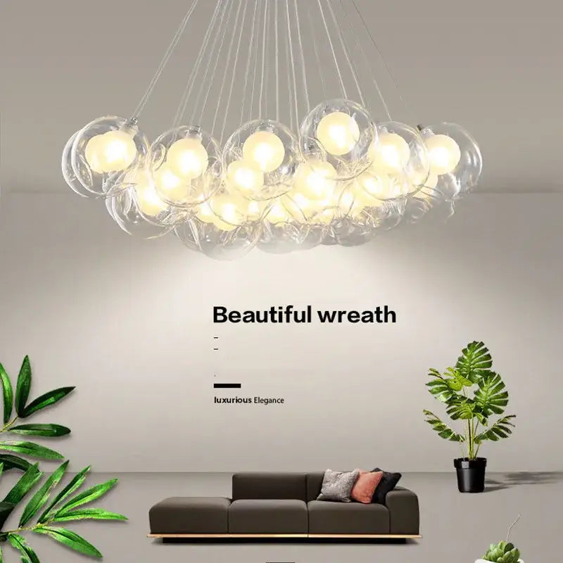 Modern glass ball bubble chandelier for dining room