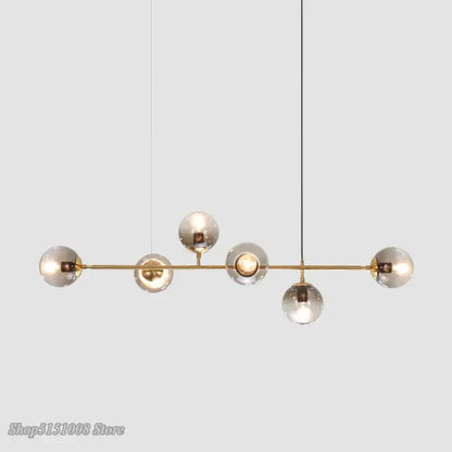 Modern brass glass ball bubble led chandelier dining room pendant light