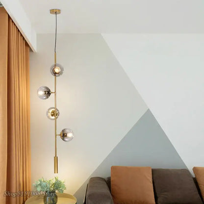 Modern brass glass ball bubble led chandelier dining room pendant light