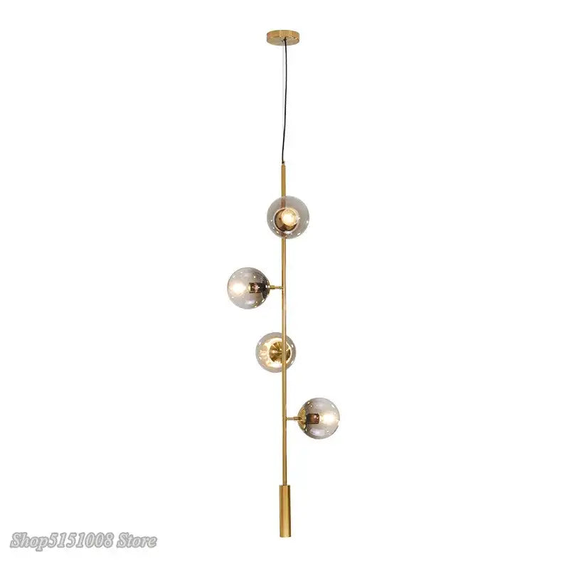 Modern brass glass ball bubble led chandelier dining room pendant light