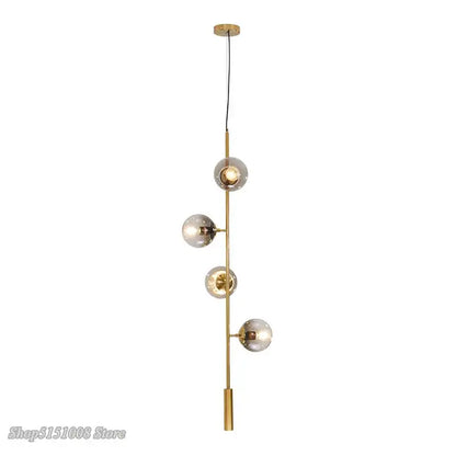 Modern brass glass ball bubble led chandelier dining room pendant light