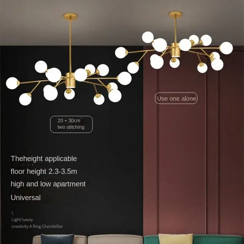 Modern black glass ball ceiling chandelier for living room