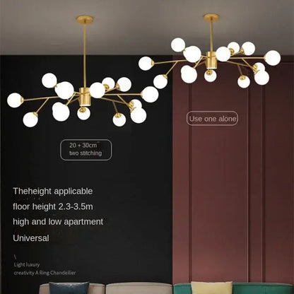 Modern black glass ball ceiling chandelier for living room