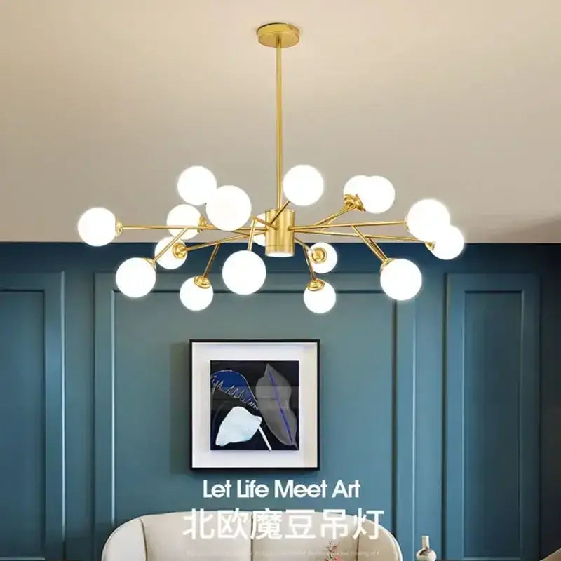 Modern black glass ball ceiling chandelier for living room