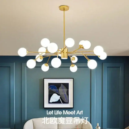 Modern black glass ball ceiling chandelier for living room