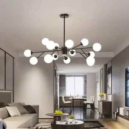 Modern black glass ball ceiling chandelier for living room