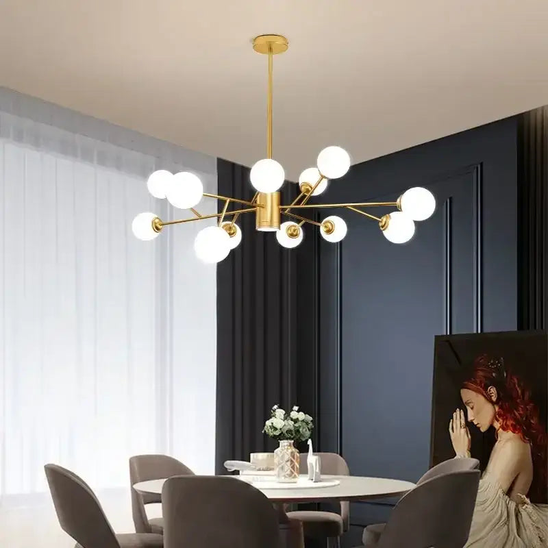 Modern black glass ball ceiling chandelier for living room