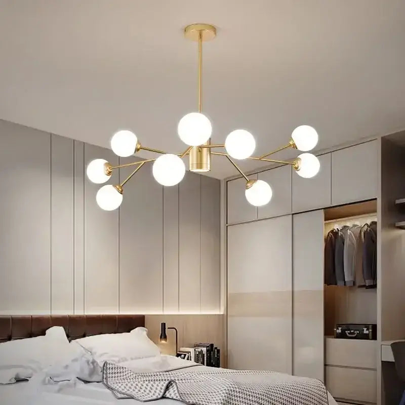 Modern black glass ball ceiling chandelier for living room