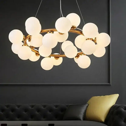 Modern gold glass ball ceiling chandelier dining room light