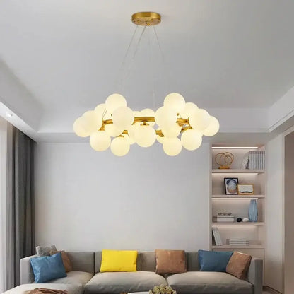 Modern gold glass ball ceiling chandelier dining room light