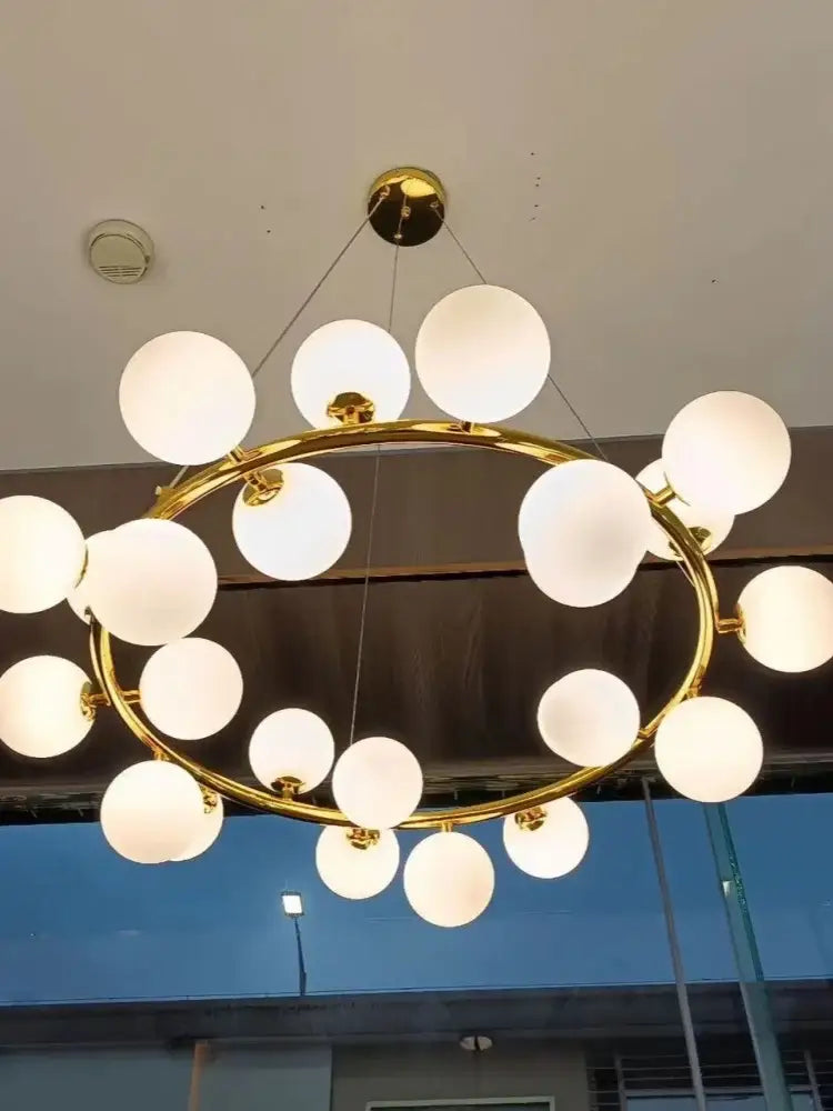Modern gold glass ball ceiling chandelier dining room light